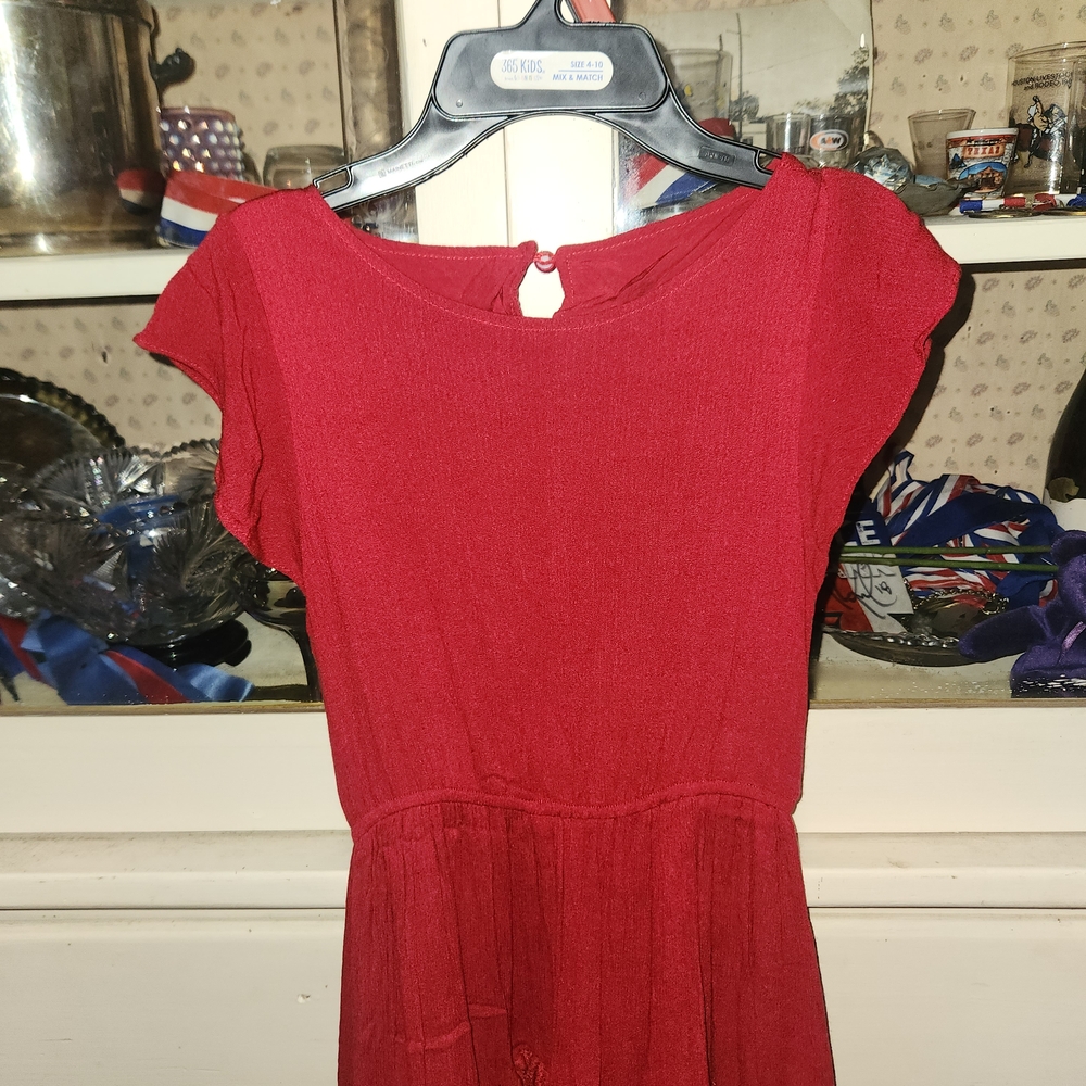 Girls Red Ruffled Tiered Sundress - Picture 2 of 4
